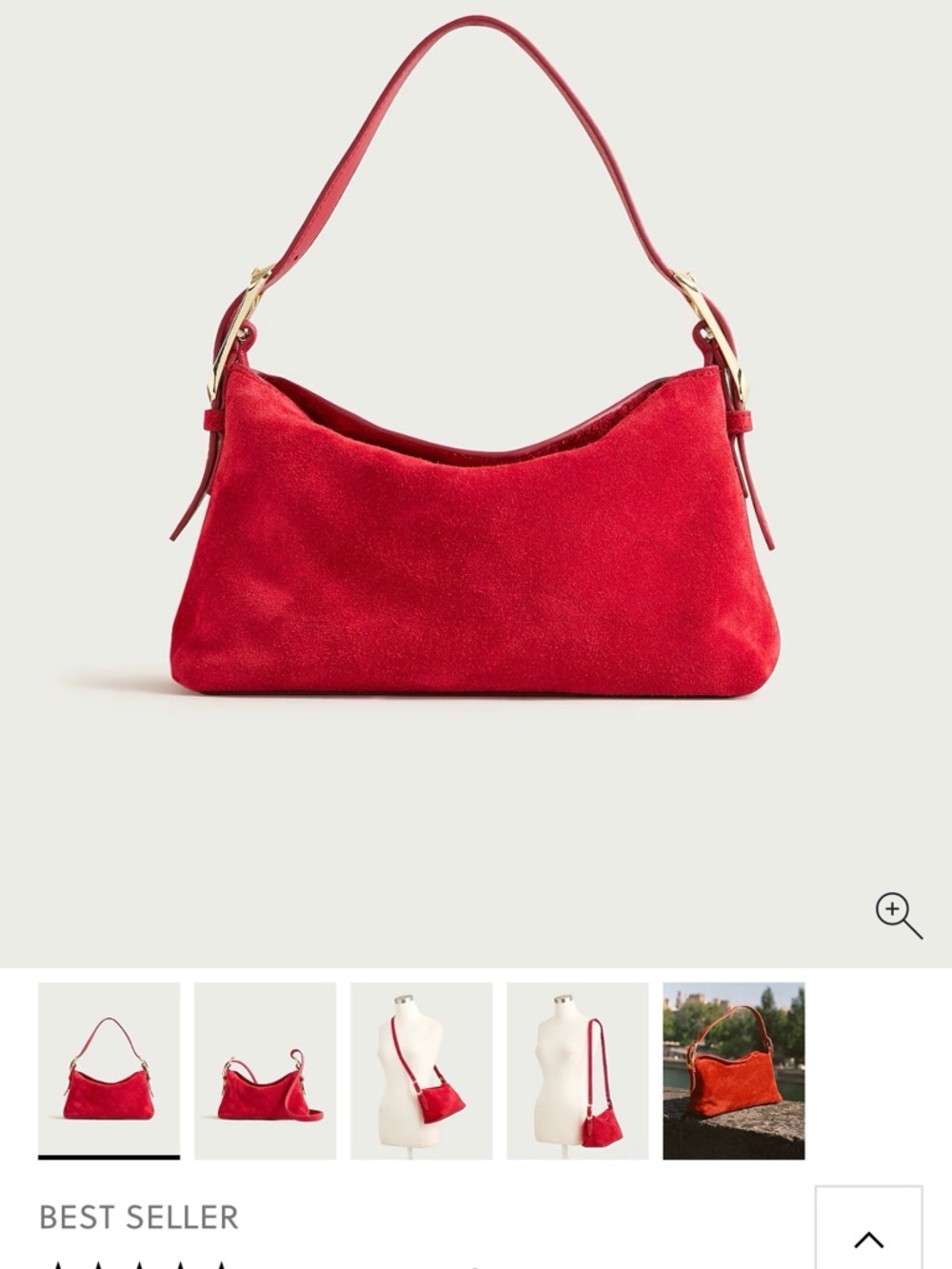 J. Crew Berkeley small shoulder bag in suede in radiant red